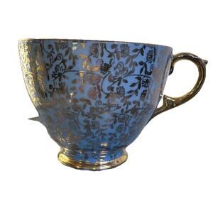 George Jones & Sons JON158 England Tea Cup/Saucer Gold Floral‎ Lace Footed RARE